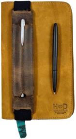 img 3 attached to Hide & Drink Handmade Leather Pen Case - Flexible Fit for Tall Notebooks, Pencils, and Pens - Bourbon Brown