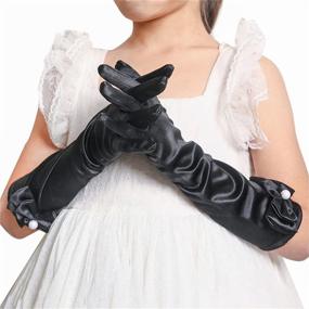 img 3 attached to 👑 Adorable Girls Princess Dress Up Gloves with Bows - Long Elbow Length - Ages 4 to10 Years