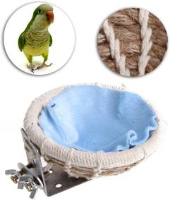 img 3 attached to 🐦 Hemp Rope Weave Bird Nest Bed for Parakeet Cockatiel Canary Lovebird Small Parrot Cage - Hatching Nesting Box