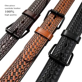 img 1 attached to 🔐 Premium Leather Basketweave Men's Belt Accessories: The Ultimate Utility Uniform Roller