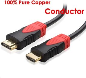 img 2 attached to 🔌 CableVantage V1.4 HDMI Cable – Ultra-High Speed with Ethernet & Audio Return (ARC), 18Gbps Bandwidth, 1080p HD 3D Ready, Red Braided Nylon Cord - Gold Plated (75 Feet)