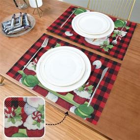 img 3 attached to Festive Christmas Placemats by Vdsrup: Resistant Decorations for Holiday Dining