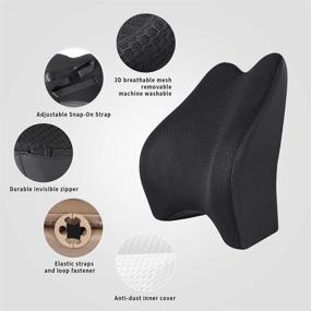 img 3 attached to 🪑 TISHIJIE Memory Foam Lumbar Support Pillow for Car and Office Chair - Black, Ergonomic Back Support for Car Seat, Desk, and More!