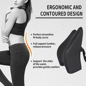 img 2 attached to 🪑 TISHIJIE Memory Foam Lumbar Support Pillow for Car and Office Chair - Black, Ergonomic Back Support for Car Seat, Desk, and More!