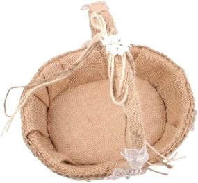 img 3 attached to 🌸 8.6 Inch Handmade Flower Girl Basket: Burcan, Natural Burlap with Lace - Perfect for Wedding Decor
