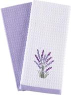 🧺 hiera home kitchen towels - soft cotton and absorbent dish towels for kitchen, large 24x16 inches, natural cotton dish towels lavender (pack of 2) logo