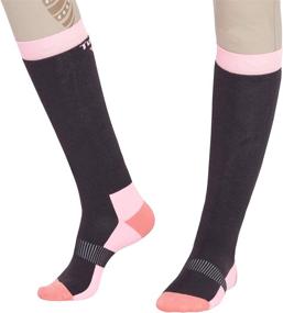 img 1 attached to TuffRider Riding Sock Pack - Assorted Colors (Charcoal/Neon Pink, Charcoal/Neon Blue, Charcoal/Neon Peach) - One Size