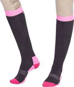 img 2 attached to TuffRider Riding Sock Pack - Assorted Colors (Charcoal/Neon Pink, Charcoal/Neon Blue, Charcoal/Neon Peach) - One Size