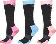 tuffrider riding sock pack - assorted colors (charcoal/neon pink, charcoal/neon blue, charcoal/neon peach) - one size logo