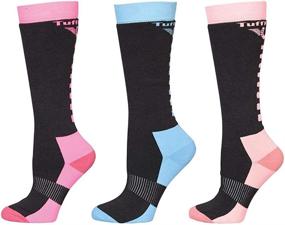 img 4 attached to TuffRider Riding Sock Pack - Assorted Colors (Charcoal/Neon Pink, Charcoal/Neon Blue, Charcoal/Neon Peach) - One Size