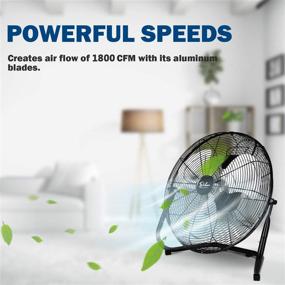 img 3 attached to 🌪️ Enhanced Deluxe 12" 3-Speed High Velocity Heavy Duty Metal Industrial Floor Fans with Oscillation - Quiet for Home, Commercial, Residential, Greenhouse Use, Outdoor/Indoor - Black