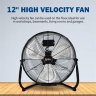 🌪️ enhanced deluxe 12" 3-speed high velocity heavy duty metal industrial floor fans with oscillation - quiet for home, commercial, residential, greenhouse use, outdoor/indoor - black logo