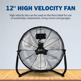 img 4 attached to 🌪️ Enhanced Deluxe 12" 3-Speed High Velocity Heavy Duty Metal Industrial Floor Fans with Oscillation - Quiet for Home, Commercial, Residential, Greenhouse Use, Outdoor/Indoor - Black