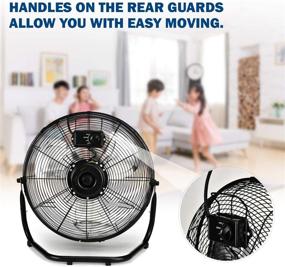 img 2 attached to 🌪️ Enhanced Deluxe 12" 3-Speed High Velocity Heavy Duty Metal Industrial Floor Fans with Oscillation - Quiet for Home, Commercial, Residential, Greenhouse Use, Outdoor/Indoor - Black