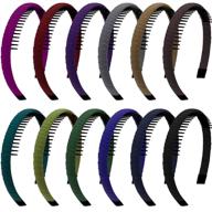 🌈 12-piece colorful teeth headbands for girls and women - duufin non-slip hair headbands in 12 vibrant colors logo