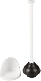 img 1 attached to 🚽 mDesign Small Toilet Plunger and Holder - Compact Plastic Plunger with Cover - Simple Discreet Storage Caddy for Bathroom - Cloud White