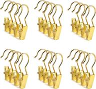 📌 amber home 24 pcs metal clip hooks - closet boot hangers, clothes pins for travel, portable laundry hooks with clips for hats, bras, socks, towels (gold, 24 pcs) logo