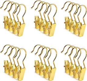 img 4 attached to 📌 Amber Home 24 PCS Metal Clip Hooks - Closet Boot Hangers, Clothes Pins for Travel, Portable Laundry Hooks with Clips for Hats, Bras, Socks, Towels (Gold, 24 PCS)