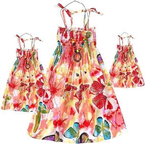img 3 attached to SANGTREE Hawaiian Spaghetti Sundress: Stylish Girls' Clothing in Dresses