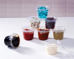 img 1 attached to 🍽️ TashiBox 1 oz Disposable Portion Cups with Lids (Set of 200) - Ideal for Jello Shots, Souffle, Sampling, and Sauce Cups