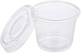 img 2 attached to 🍽️ TashiBox 1 oz Disposable Portion Cups with Lids (Set of 200) - Ideal for Jello Shots, Souffle, Sampling, and Sauce Cups