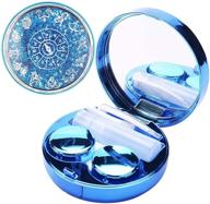 portable contact lens case with mirror for teen girls and women travel - bling stars colored cute eye contact remover tool logo