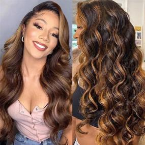 img 3 attached to Beauty Forever FB30 Highlight Indian Body Wave Human Hair Weave 3 Bundles - 12 14 16 Inch: Balayage Ombre Blonde Remy Human Hair Wavy Weave Extensions