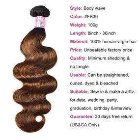 img 2 attached to Beauty Forever FB30 Highlight Indian Body Wave Human Hair Weave 3 Bundles - 12 14 16 Inch: Balayage Ombre Blonde Remy Human Hair Wavy Weave Extensions
