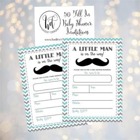 img 3 attached to 👶 50 Mustache Baby Shower Invitations, Little Man Chevron Theme, Boy Shower Invites - Neutral, Mustache Party Invitations