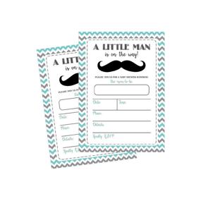img 4 attached to 👶 50 Mustache Baby Shower Invitations, Little Man Chevron Theme, Boy Shower Invites - Neutral, Mustache Party Invitations