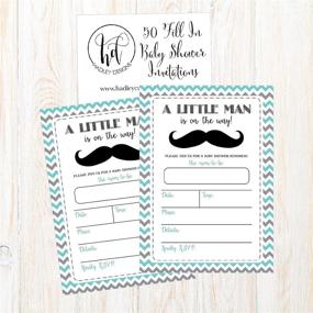 img 1 attached to 👶 50 Mustache Baby Shower Invitations, Little Man Chevron Theme, Boy Shower Invites - Neutral, Mustache Party Invitations
