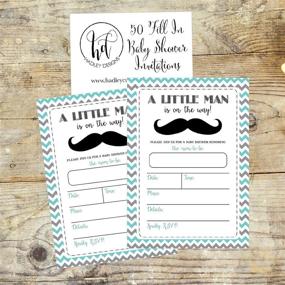 img 2 attached to 👶 50 Mustache Baby Shower Invitations, Little Man Chevron Theme, Boy Shower Invites - Neutral, Mustache Party Invitations