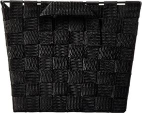 img 2 attached to 🗑️ Black Open Bin Basket with Handles - Home Basics Multi-Purpose Medium Woven Strap