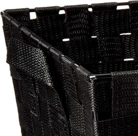 img 1 attached to 🗑️ Black Open Bin Basket with Handles - Home Basics Multi-Purpose Medium Woven Strap