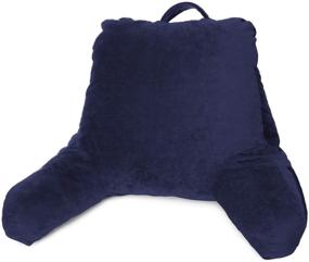 img 4 attached to 🛏️ Medium Bed Rest Pillow with Arms for Kids & Young Adults – Navy - Clara Clark Reading Pillow with Premium Shredded Memory Foam TV Pillow