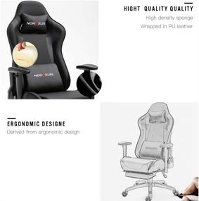 img 3 attached to 🪑 Nokaxus Office Chair Computer Gaming Chair with Lumbar Support, Massage, and Retractable Footrest in PU Leather, Backrest Adjustable 90-180 Degrees (YK-6008-BLACK S2)