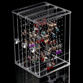 img 3 attached to 💎 Orgrimmar Acrylic Jewelry Storage Box: Transparent Earring Display Stand with 3 Vertical Drawers for Organized Organization