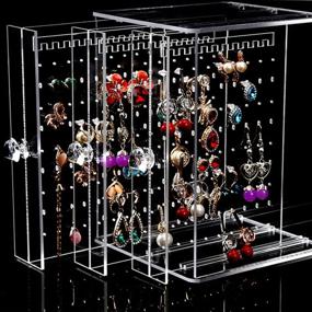 img 2 attached to 💎 Orgrimmar Acrylic Jewelry Storage Box: Transparent Earring Display Stand with 3 Vertical Drawers for Organized Organization