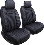 aierxuan 2 pcs front captain seat covers for cars waterproof leather cushion universal fit for cx5 renegade highlander toyota corolla 4runner prius nissan altima rogue (2 pcs front/black-white) logo