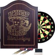 premium king's head dark wood dartboard cabinet set - optimal quality and style for dart enthusiasts logo