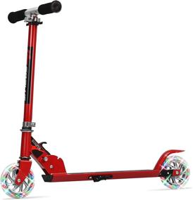 img 4 attached to 🛴 Goplus Folding Kick Scooter for Kids, 2 Flash Wheels Deluxe Aluminum, Rear Fender Brake, Adjustable Height, Sports Scooter for Boys and Girls, Ages 4-13 Years Old