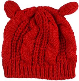 img 3 attached to 🐱 UmbWorld Cute CAT Kitty Ears Knitted Crochet Cable Rib Hat Cap Beanie for Women, Girls, Boys, and Teens