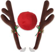 🦌 oxgord car reindeer antlers & nose – festive christmas décor for your vehicle – window roof-top & grille rudolph reindeer kit – auto holiday accessories decoration kit, perfect for car, suv, van, truck logo