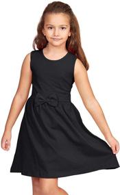 img 4 attached to CAOMP Girls Casual Sleeveless Swing Dress: Organic Cotton, Spandex, Scoop Neck, Tagless - a perfect blend for comfort