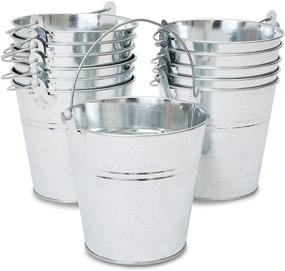 img 4 attached to 🪣 Pack of 12 Galvanized Metal Buckets with Handles for Decoration, 5 inches