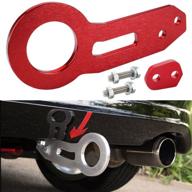 🚗 dewhel red anodized billet cnc aluminum universal car auto trailer ring tow hook rear bumper towing logo