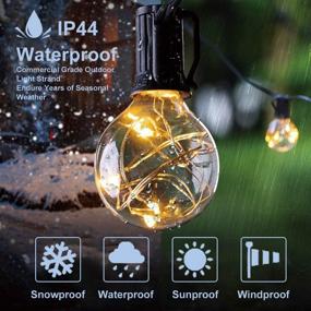 img 1 attached to 🌼 Waterproof Outdoor Garden Light String 30.67ft - 25+2 G40 Light Bulbs - Decorative String Lights for Deck, Backyard, Wedding, Bar, Christmas Party - Warm White