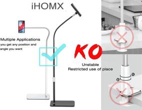 img 1 attached to 📱 iHOMX Подставка для планшетов с гибкой шейкой и полом: регулируемый держатель для 4"-12.9" телефонов, iPad, Nintendo Switch, Samsung, электронной книги (вертикальная, черная)