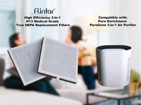 img 2 attached to 🔍 Flintar H13 Grade True HEPA 3-in-1 High Efficiency Replacement Filter, Compatible with PureZone Air Purifier by Pure Enrichment Only, Part # PEAIRFIL, 2-Pack