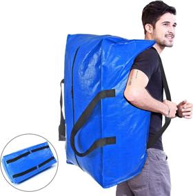 img 1 attached to 🔵 XL Blue Moving Bags: Heavy Duty Storage Solution for College Dorm Room Essentials | 4 Pack